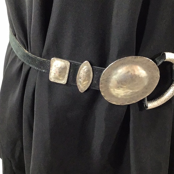 Vintage Anthony Alexander hammered silver and black suede sling belt - Picture 3 of 9
